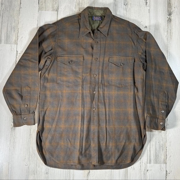 Vintage Pendleton Wool Flannel Shirt Mens Large 16 1/2 100% Virgin Wool USA - Picture 1 of 8